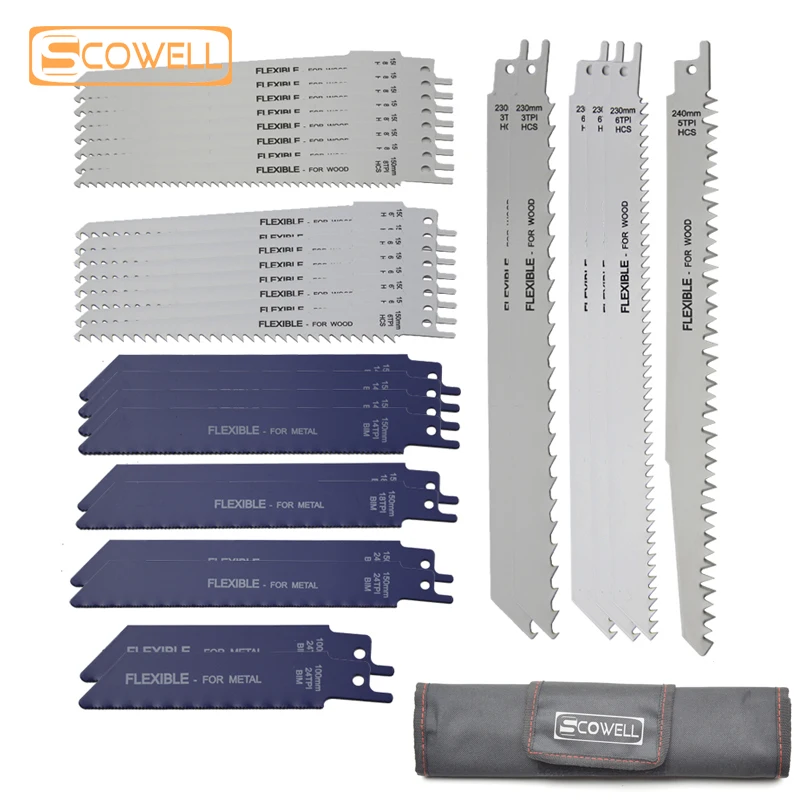 30% Off 32PCS SCOWELL Saw Blades for Wood Metal Cutting Saw Blades Reciprocating Saw Blade Set Power Tool Accessories Sabre Saw