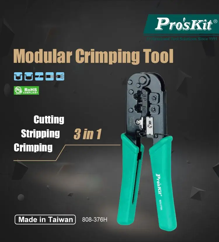 

Proskit 808-376H Modular 6P/8P crystal head Network Crimping Tool Crimper Pliers Hand Tools Electrician Cable Multitool Repair