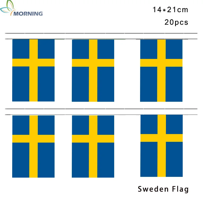 

MORNING 14*21cm 20pcs Sweden national bunting flag