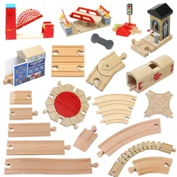 Nieuwe Houten Track Railway Accessoires Brug Trein Station Tunnel Cross Fit Fot Alle Merken Hout Track Educatief Speelgoed Voor Kinderen