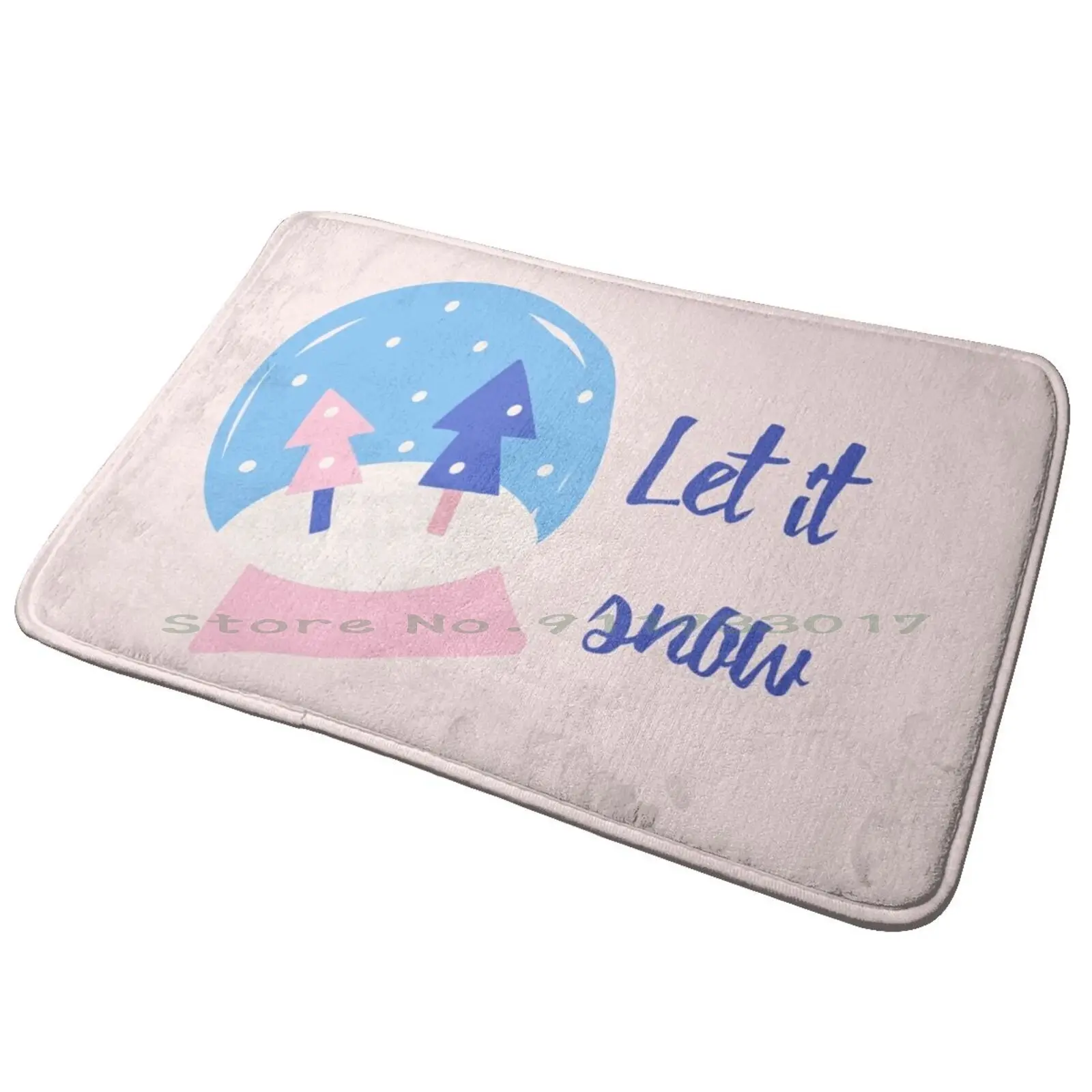 Let It Snow ( Snowy Day ) Entrance Door Mat Bath Mat Rug Green Tennis Balls Sports Wimbledon Atp Usp Open Anti-Slip Bedroom