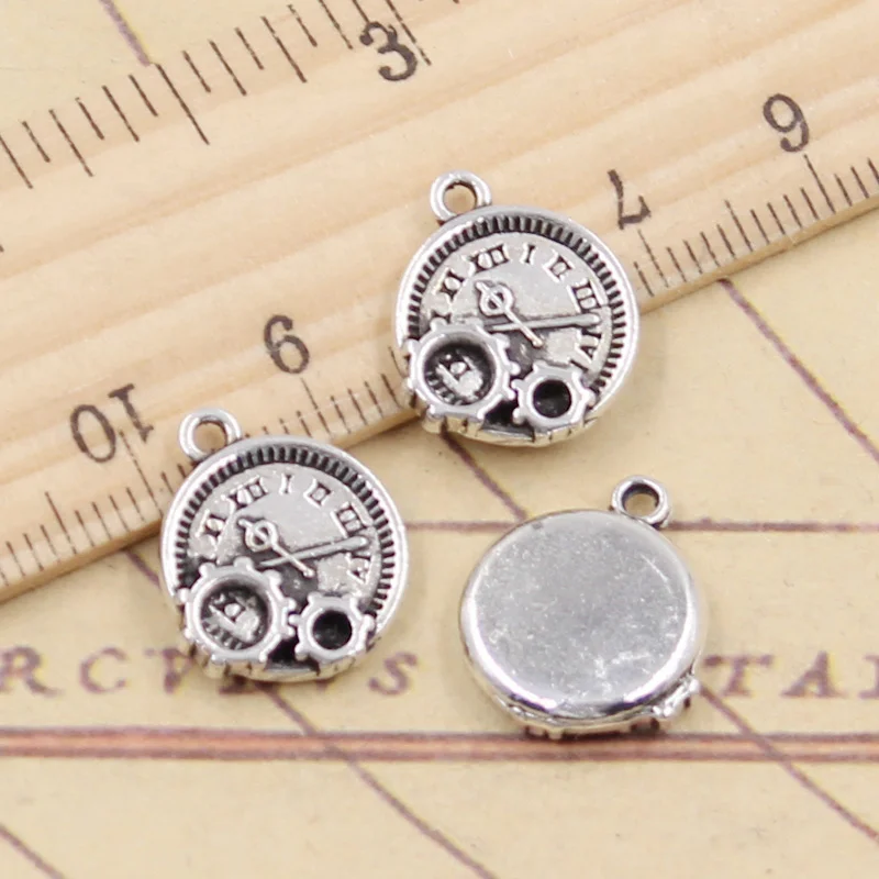 10 sztuk Charms zegar zegarek kieszonkowy 17x13mm tybetański kolor srebrny wisiorki antyczne tworzenie biżuterii DIY Handmade Craft