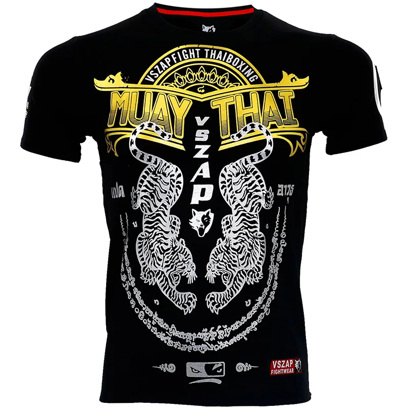 VSZAP Shakyamuni Fighting muay Thai Boxing MMA fighting Boxing Shirts For Short Sleeve T-shirt Male Fitness Muscle