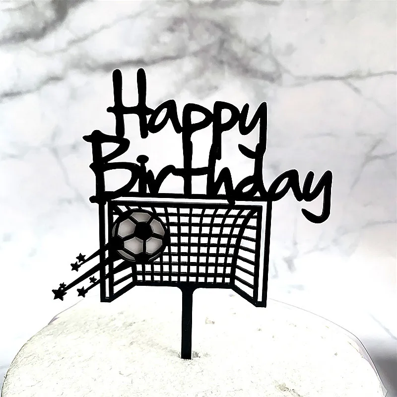 INS Fußball Happy Birthday Tortendekoration Basketball Acryl Cake Topper für Kindergeburtstag Tortendekoration Babyparty – Detail 3