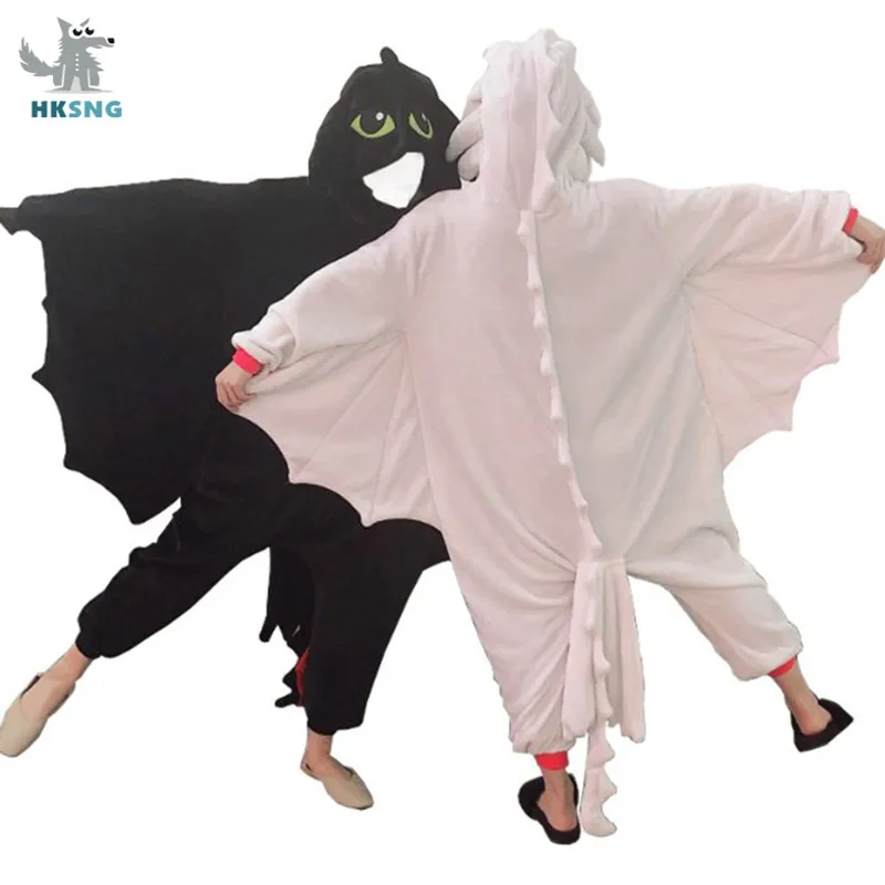 HKSNG New Kigurumi Dragon Onesies Winter Flannel Pajamas Adult Halloween Party Cosplay Costume Jumpsuit