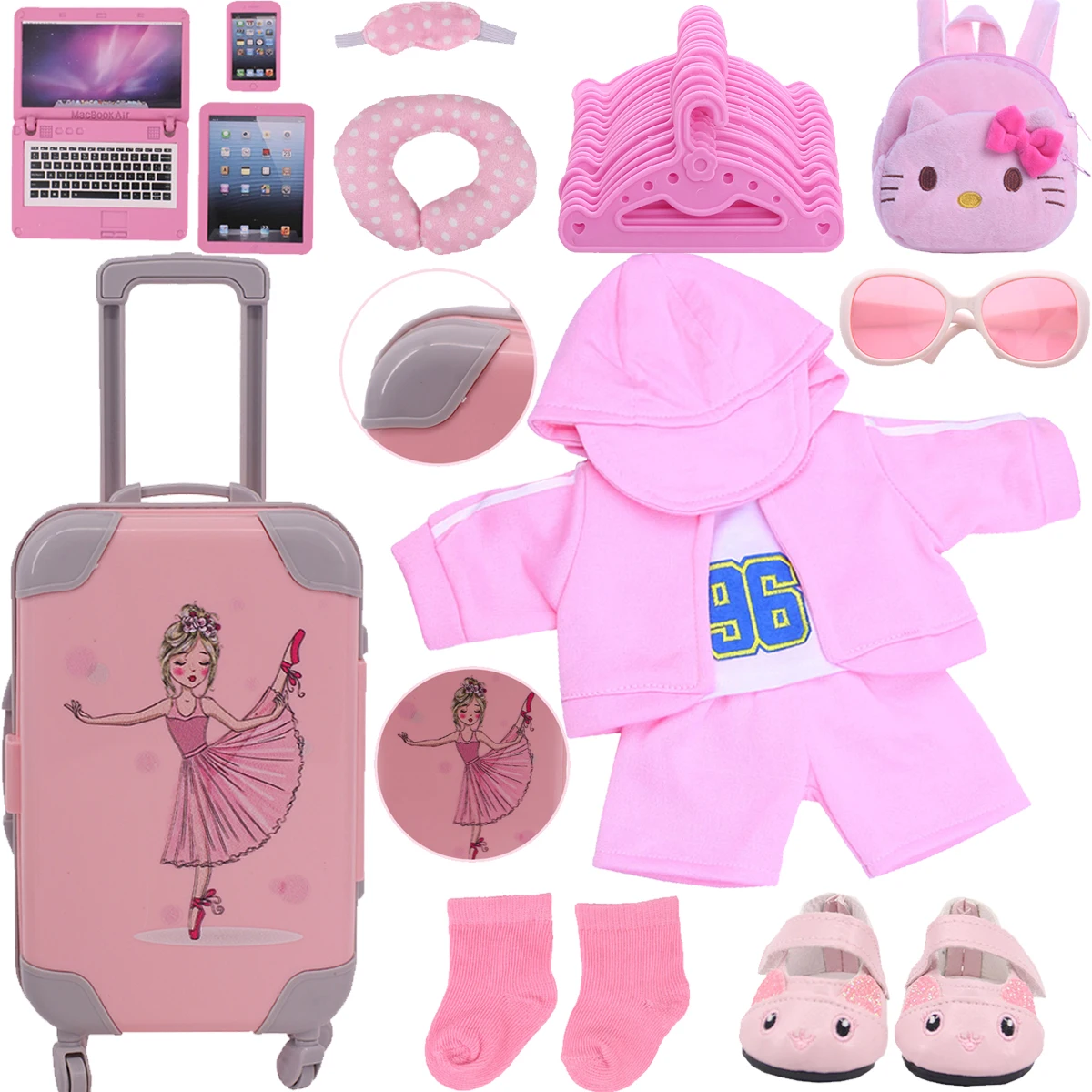 Pop Pink Doll Clothes Shoes Set For 18Inch American Doll&43CM Reborn Baby Doll Clothes Accessories Our Generation Girl's Gifts