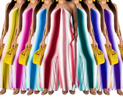 Women Jumpsuits 2020 Strapless Sleeveless Playsuits Casual Lady Summer Plus Size Multi-colored Loose Wide Leg Sexy Party Romper