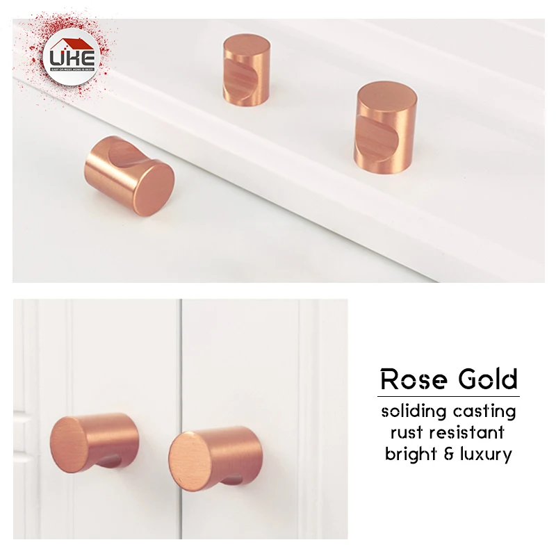 UKE Rose Gold Drawer Handle Aluminum Drawer Pulls Never Rust Furniture Knob Kitchen Cupboard Handles