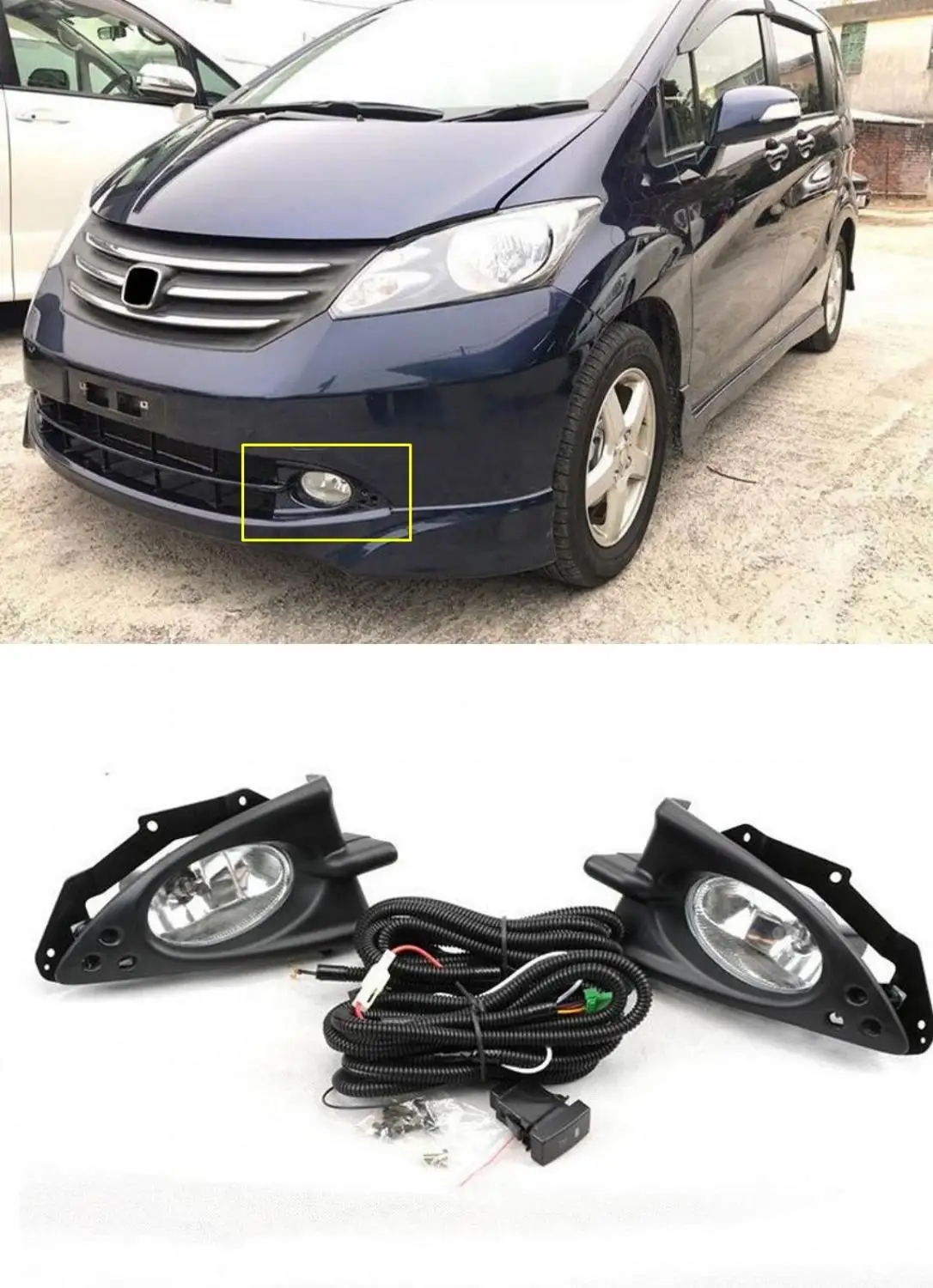 JanDeNing Front Bumper fog  Light Lamp Set with Wiring & Switch forHonda Freed 2010 2011