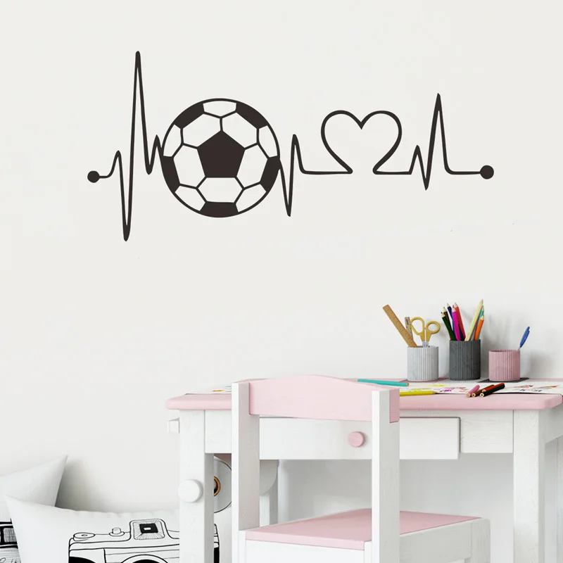 Football Heartbeat Wall Sticker Sports Football Bedroom Background For Home Decoration Kids Boy Room Wallpaper Creative Stickers