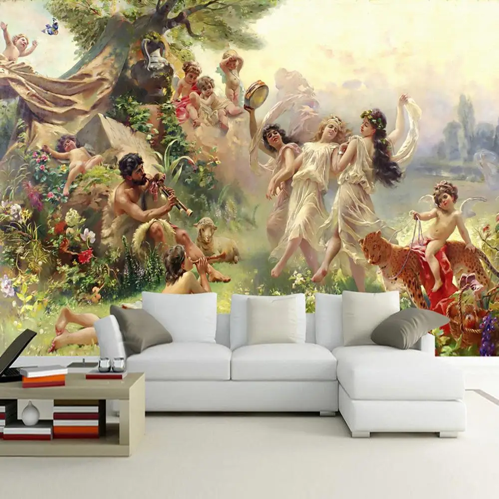 Papel de parede com pintura personalizada estilo europeu pessoas pintura a óleo decoração para parede sala de estar quarto tela de decoração pintura de casa imagem