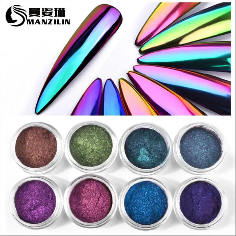 New Chameleon Mirror Laser Nail Glitter Powders Art Auroras Nail Dust Sale DIY Decoration Effect Chrome Design Pigment T1738