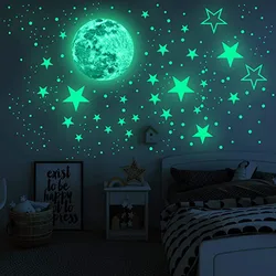 Autocollants muraux étoiles de lune Shoous, brillent dans le noir, étoile à bulles 3D pour la maison, décor de plafond de chambre d'enfants, autocollants muraux structurels ents