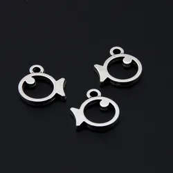 50pcs  Silver Color Cute Round Fish Animal Charms Nautical Beach Pendant Jewelry Making DIY Handmade Craft Accessories A3381