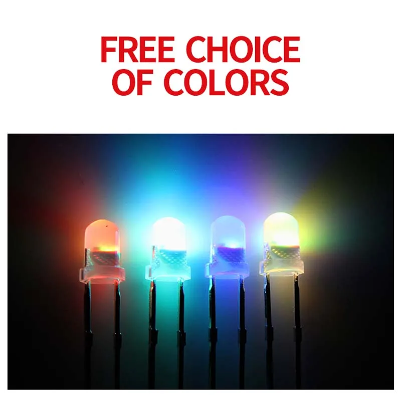 1000PCS 3mm Round fogge RGB Seven Color Fast And Slow Flash Self Flash Direct Plug LED Lamp Bead