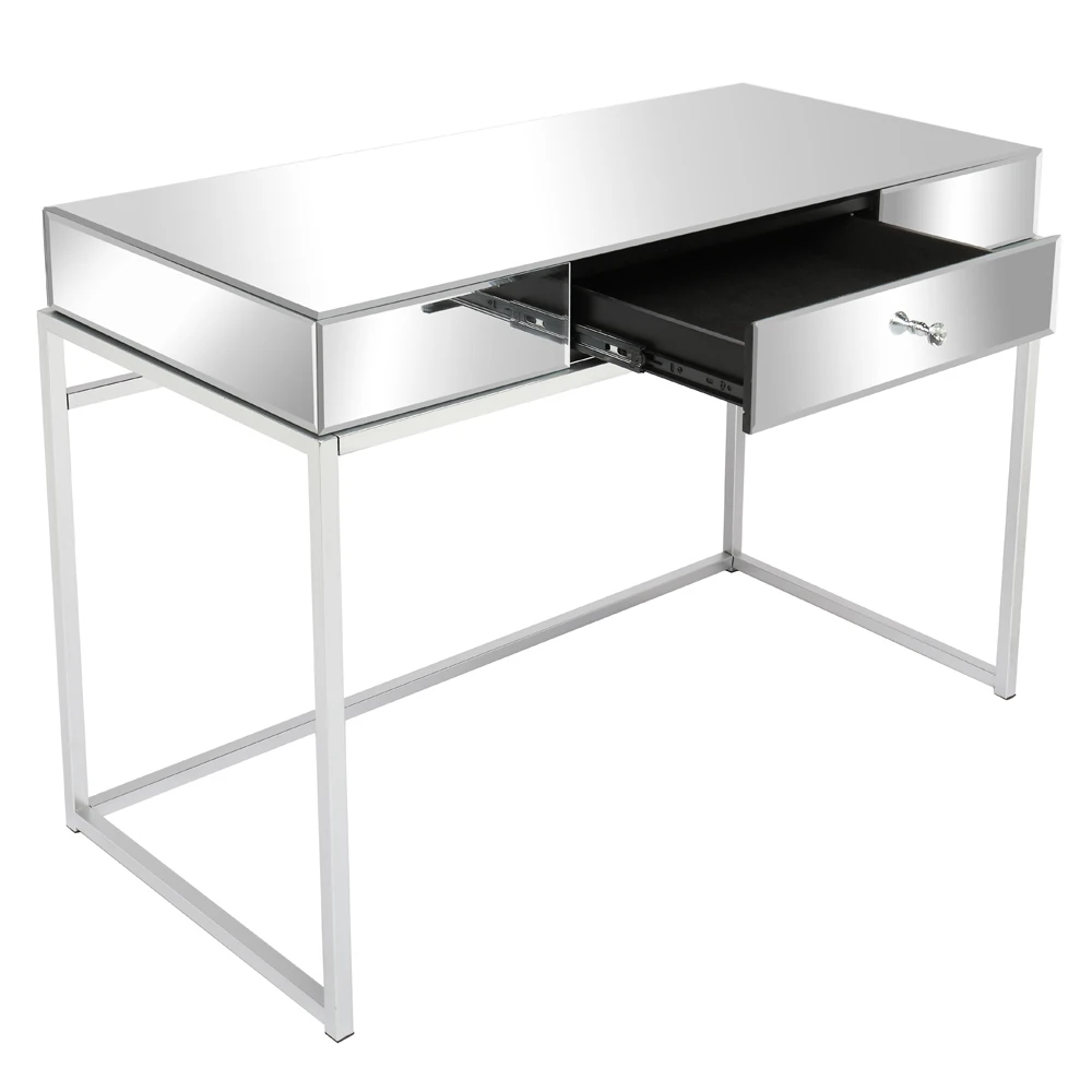 (107 x 49 x 76)cm Dressers FCH One Drawer Modern Mirrored Glass Dressing Table Office Study Table