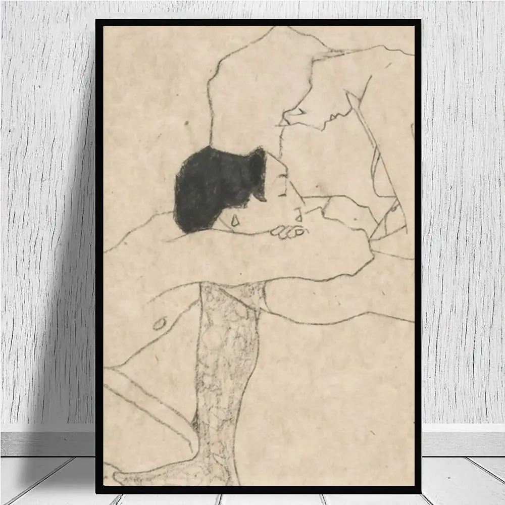 Egon Schiele "Lovers" canvas prints Home Decor Large Wall Pictures For Living Room Posters HD Canvas Paintings