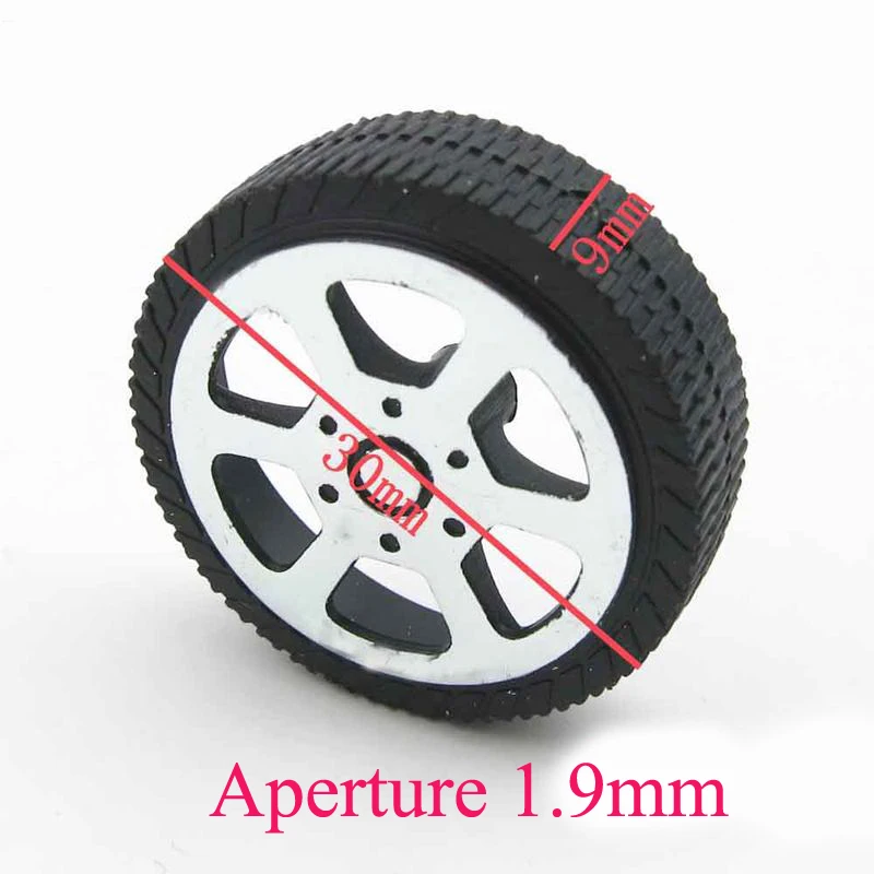 10PCS diametro 30mm simulazione ruote in plastica ruota per auto giocattolo pneumatici in miniatura pneumatici attillati per assi da 2mm modello fai