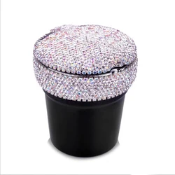 Diamond-Studded Car Ashtray With LED Light Luminous Multifunctional Car Ashtray Car Interior Car Accessories