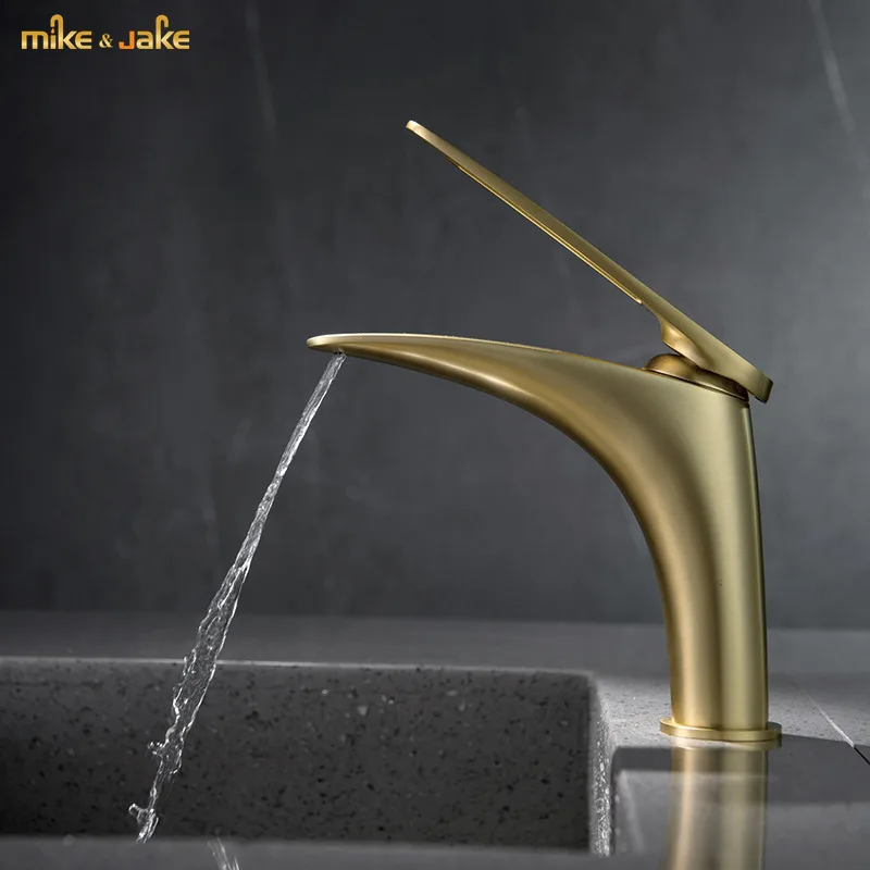 

Bathroom gold brush faucet copper brass Frosted gold basin faucet bathroom household wash basin mixer water crane matte gold tap