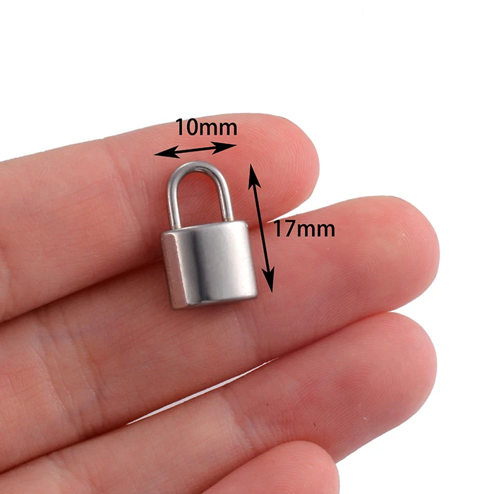 5 Stück/Set, massiver Halskettenanhänger in Form eines Vorhängeschlosses, aus Edelstahl, handgefertigte Accessoires, zum Selbergestalten von Schmuck, Schmuckzubehör. – Detail 1