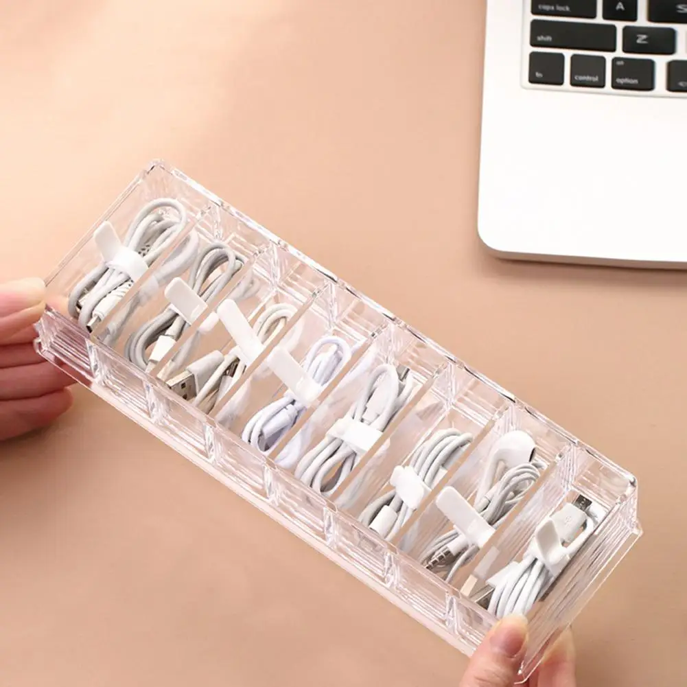 Cable Organizer Box Transparent Cord Tidy Box Plastic Cable Storage Box Desk Drawer Organizer Charge Cable Organizer Case 8