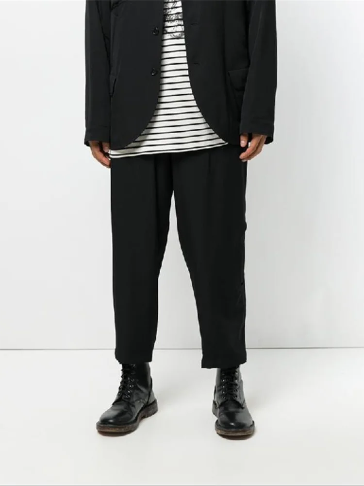 

Autumn and winter new men's leisure nine minute pants youth fashion trend contracted black straight pants with waist
