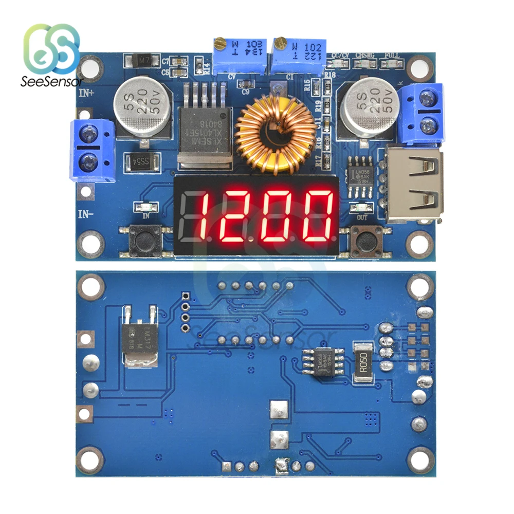 DC-DC 5A Digital LED Drive Lithium Battery Charger Module Adjustable CC/CV USB Step Down Buck Converter Voltmeter Ammeter