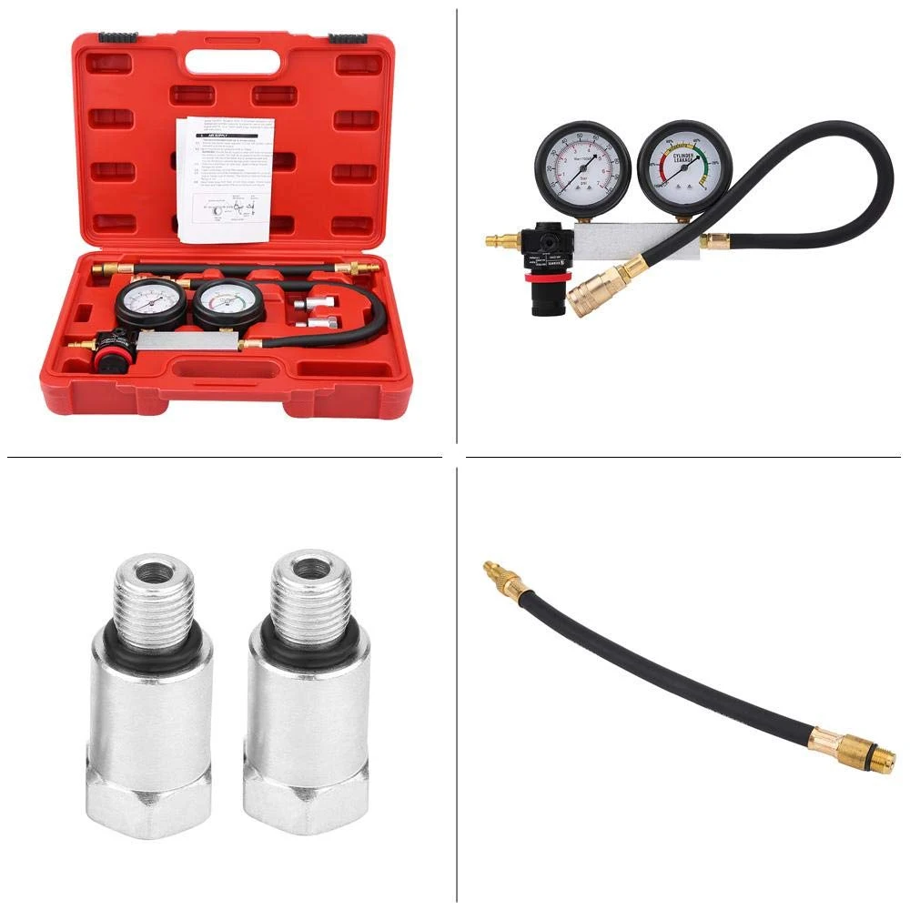 DSYCAR Cylinder Leak Down Tester,Compression Test kit - Engine Cylinder Dual Gauge Leakdown Tester kit Diagnostics Tool