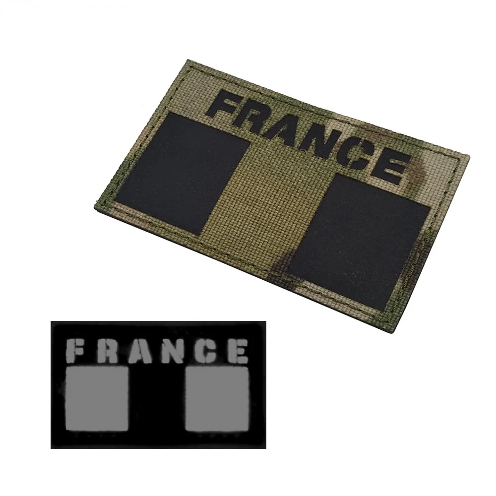 NEW France Flag IR Infrared Embroidered Patches Tactical Military Patch Nylon Reflective French Flag Emblem Embroidery Badges