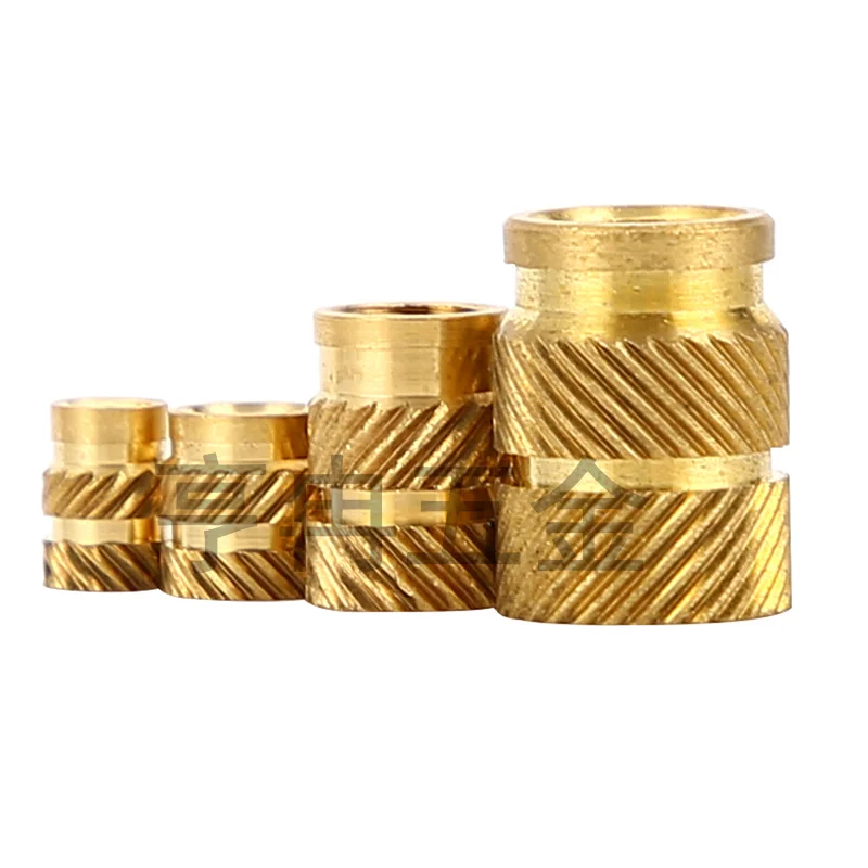 Brass Hot Melt Inset Nuts Heating Molding Copper Thread Inserts Nut SL-type Double Twill Knurled Injection Brass Nut M5M6 10 Pcs