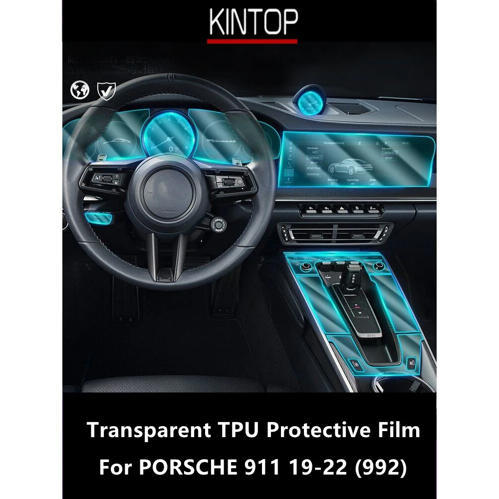 For PORSCHE 911 19-22 992 Car Interior Center Console Transparent TPU Protective Film Anti-scratch Repair FilmAccessories Refit