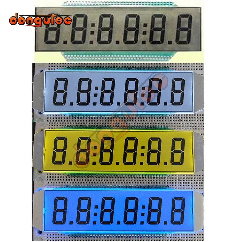 70PIN TN dodatni 6-cyfrowy segmentowy wyświetlacz LCD ED139 6-cyfrowy 7-segmentowy wyświetlacz LCD Statyczne sterowanie TN dodatni wyświetlacz 5V
