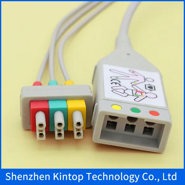 Compatible New  M1500A M1510A  3 Lead trunk cable and leadwire for HP/Philips VM4/V24/M3001A/M4735A/78352C 12PIN
