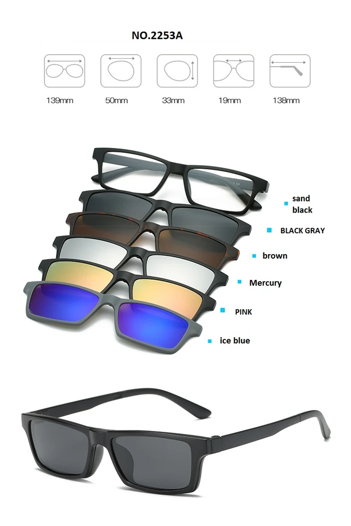 5 1 Anzug Multifunktion sclip verschreibung pflicht ige Sonnenbrille mit Myopie Männer Magnet kurzsichtige Brille Frauen 0 -0.5 -0.75 bis -6.0 – Detail 19