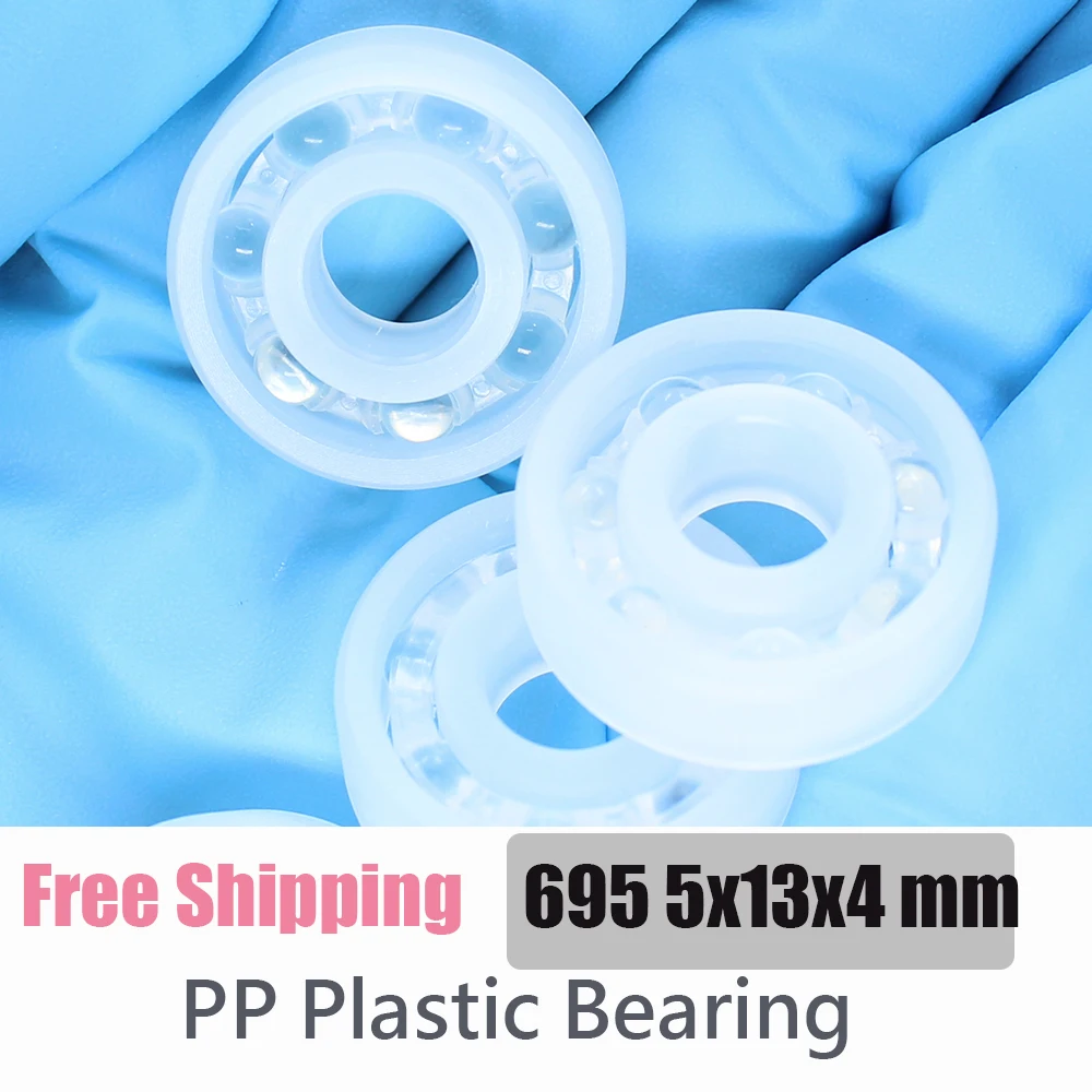 

PP 695 Plastic Bearing 5*13*4 mm 2Pcs Corrosion Resistant No rust Non-Magnetic Glass Balls Plastic Ball Bearings