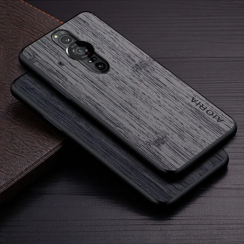 Custodia per Sony Xperia Pro I pro-i funda modello in legno di bambù pelle pelle cover per telefono coque di lusso per Sony Xperia Pro I custodia