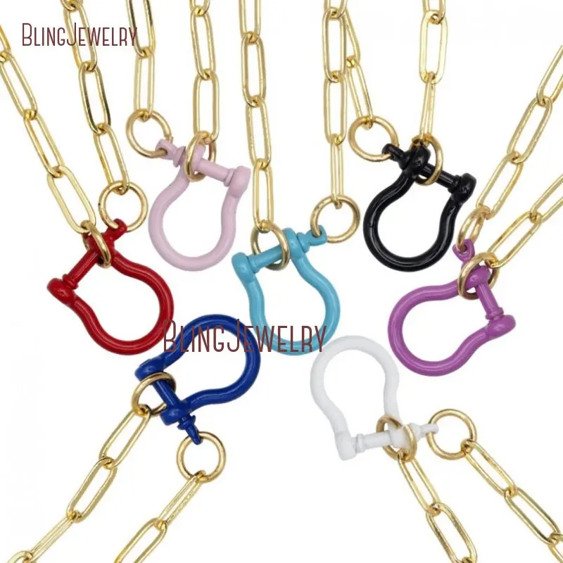 

Enamel Screw Clasp Necklace Carabiner Lock Horseshoes Shackles Links NM31351