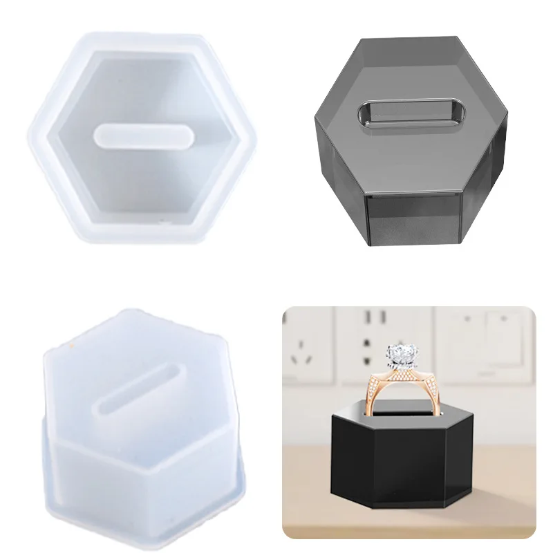 Molde de silicone de hexágono, ferramenta de exibição para assento, molde para faça você mesmo, joias, cristal, resina epóxi