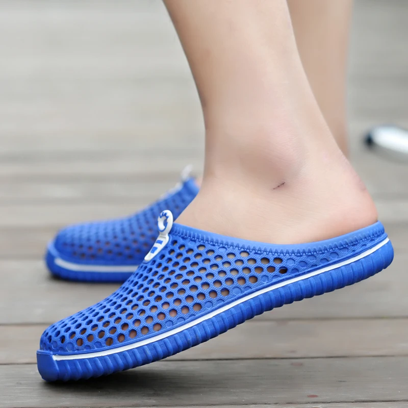 Summer Men Women Slippers Quick Dry Bathroom Slippers Indoor Massage Home Slides Outdoor Clogs Garden Shoes Beach Sandals Mules