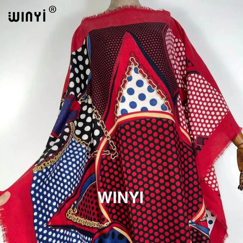 2021 WINYI Middle East AfricaClothing Female Cashmere Sexy Casual Tiger Head Printed Dress Winter Maxi Bohemia Elegant Dress