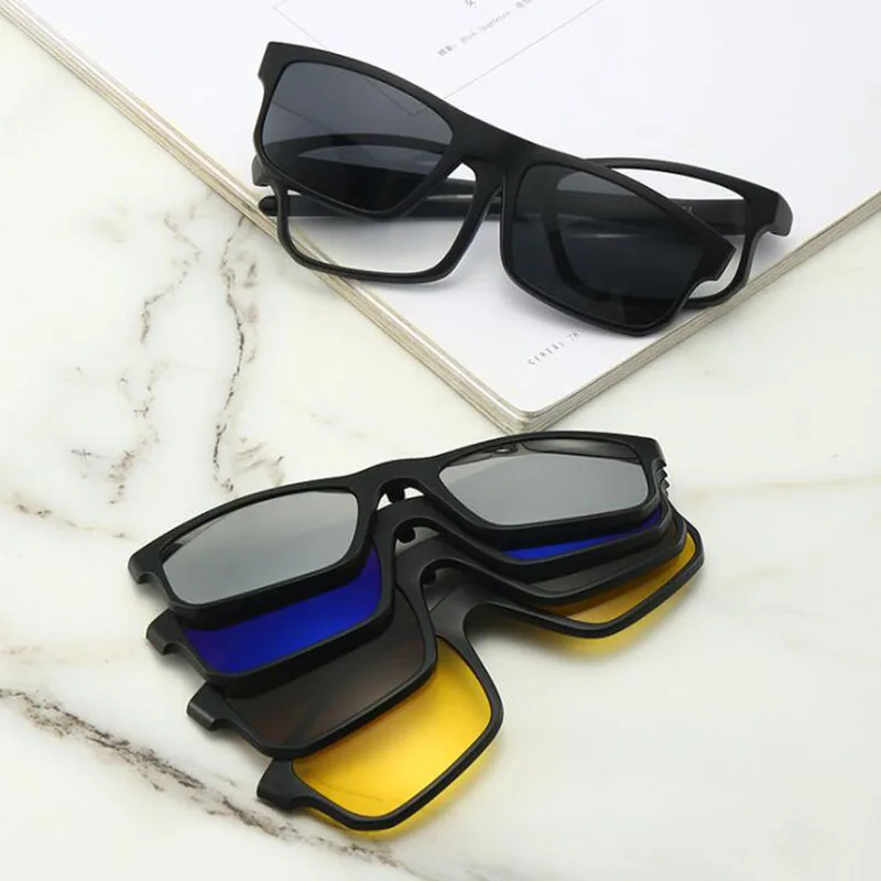 2256 Magnet Clip Square Myopia Glasses 0 -0.5 -1.0 -2.0 To -6.0 , Hyperopia Sunglasses +0.5 +1.0 +2.0 To +6