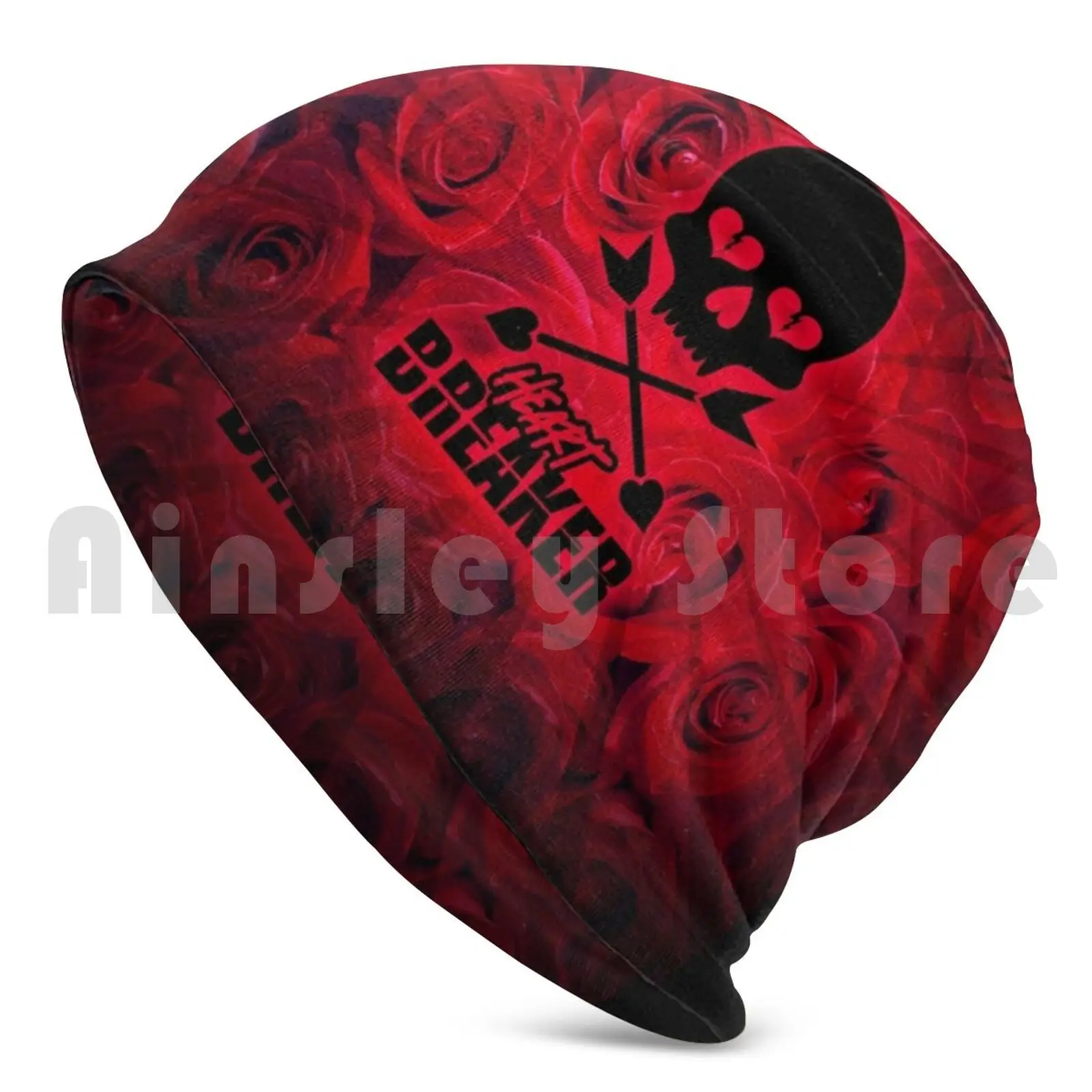 Heart Breaker Beanies Pullover Cap Comfortable Skull Skullhead Terror Break Rose Roses Red Fear Tattoo Pandafactory