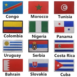 1PC 3D Embroidered Morocco Cuba Nigeria Serbia Slovakia Tunisia Flag Patch Tactical Military Sew On Sticker for Jeans Cllothes