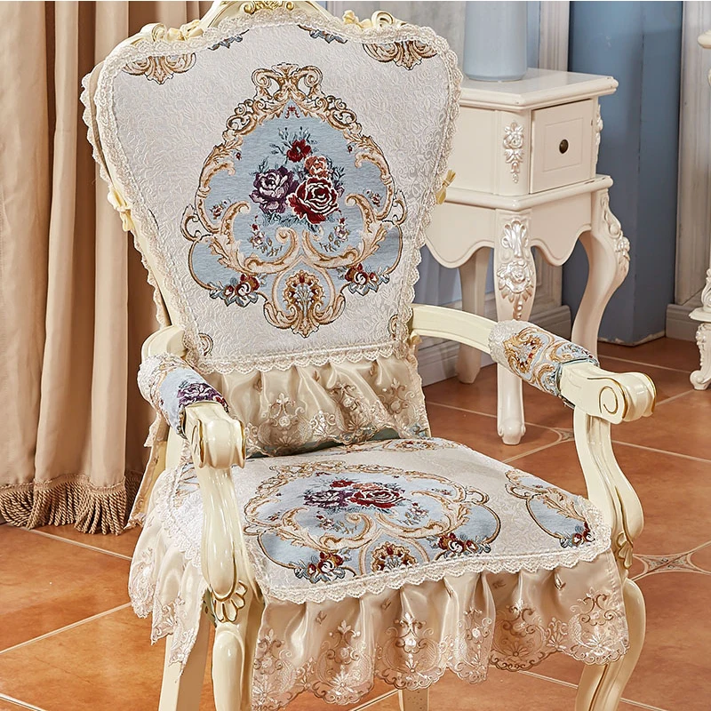 المنزل الطباعة غطاء كرسي الأوروبي اليدوية التطريز الفاخرة الطعام كرسي وسادة مجموعة الديكور فندق غطاء مقعد كرسي الحفلات