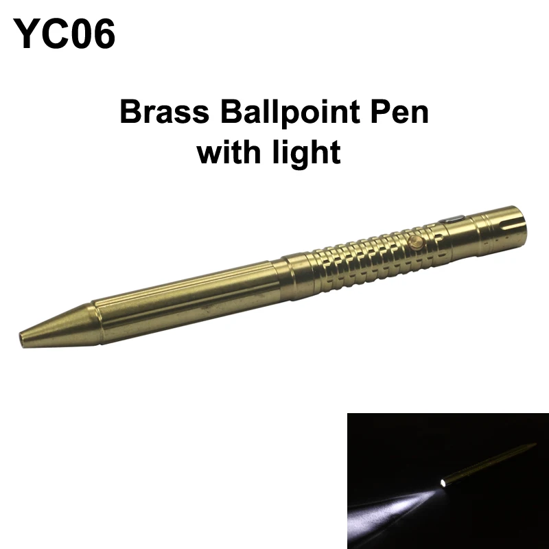 

YC06 Brass Ballpoint Pen with Light (0.5mm Black Ink)