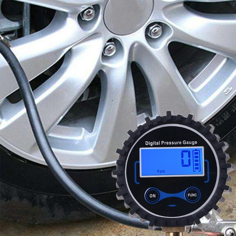 Digital Tire Air Pressure Gauge with Quick Clip Air Chuck Pressure Monitoring Tools Tester for Car Motorcycle Bicycle RV A0KF