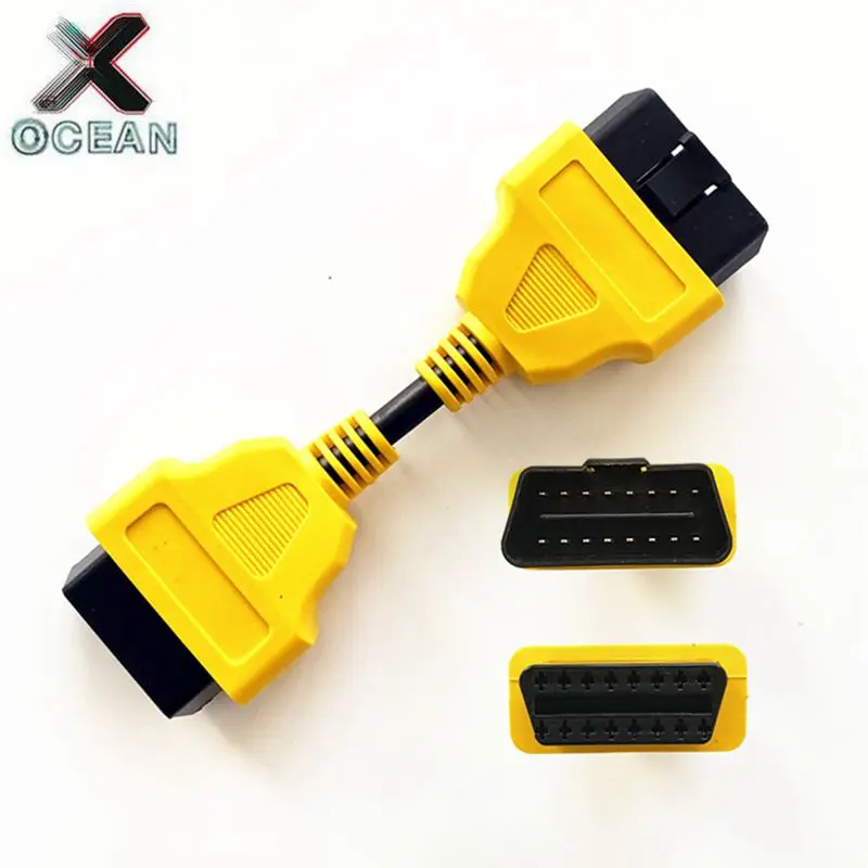 

13CM 30CM OBD2 Male to Female 16 PIN Extension Cable Compatible for ELM327 OBDII extend connector 16PIN OBD Yellow adapter