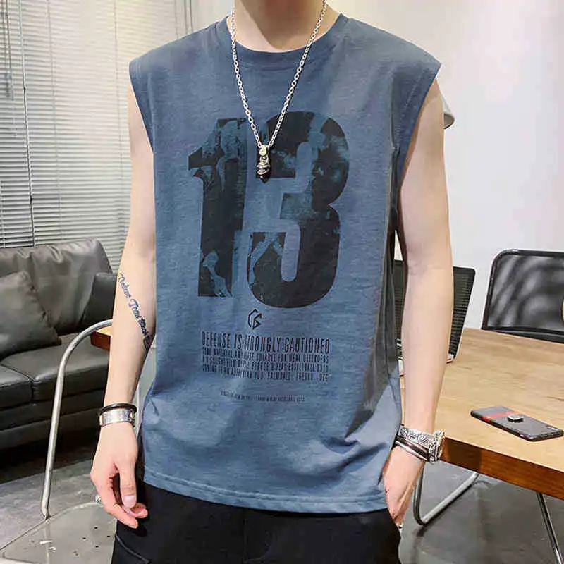 Vest Men\'s Fitness Sports Vest Summer Basketball Uniform Vest Sports Loose Fitness Breathable Sleeveless Men\'s T-shirt Vest 3XL