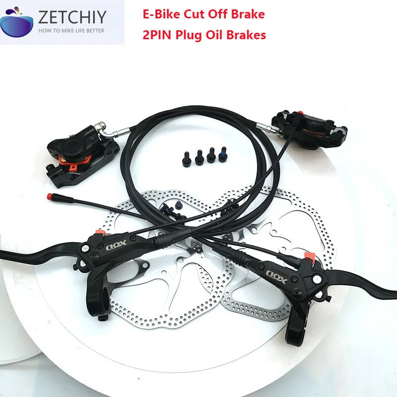 E-Bike Scooter Hydraulic Disc brake Set Electric bike Ebike 2pin plug cut power off Bicycle oil Brakes left right front rear